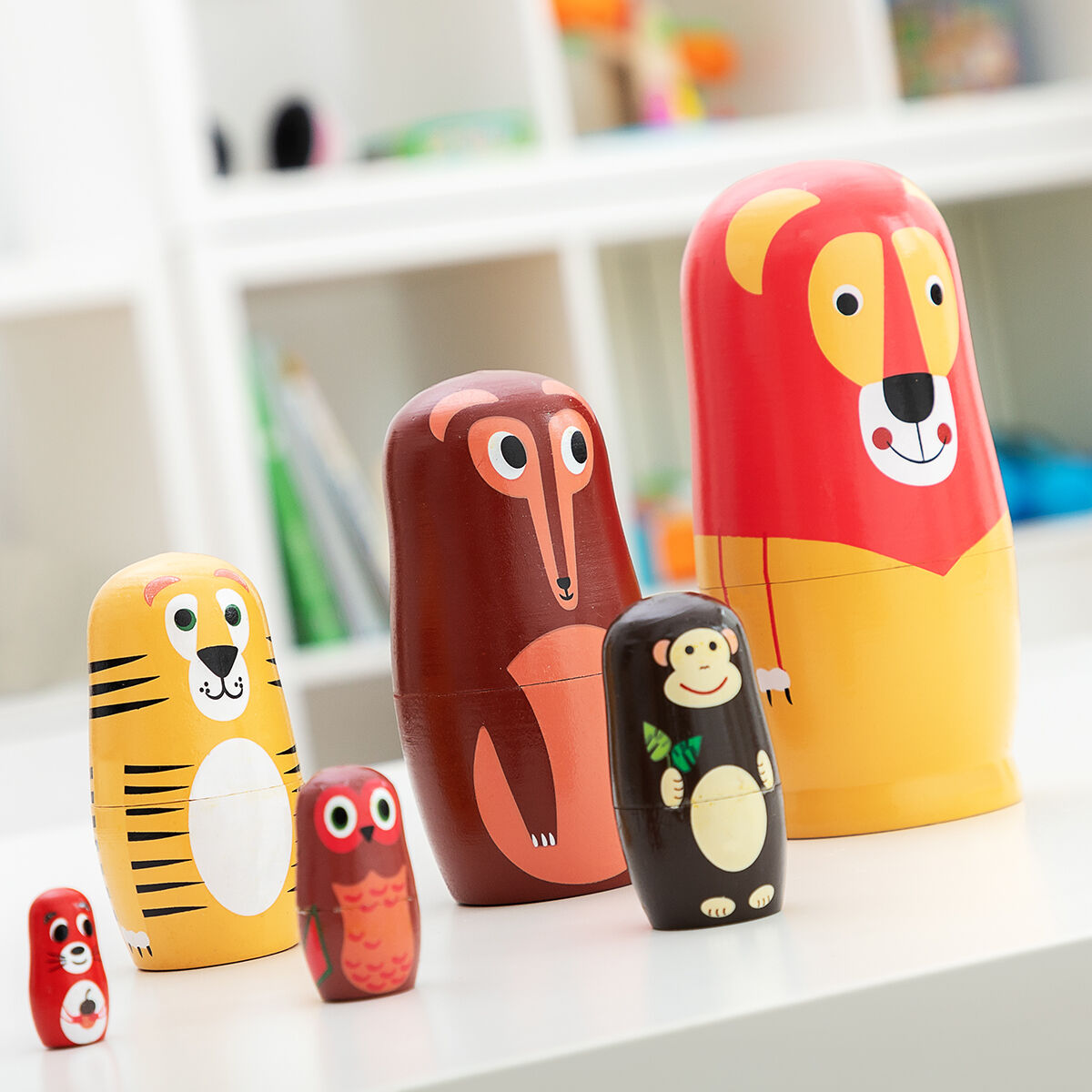 Matryoshka dyrefigurer i træ Funimals InnovaGoods 11 Dele